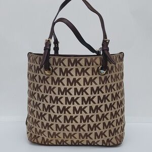 MICHAEL KORS Coated Canvas Monogram Bucket Handbag Tote Shoulder Bag